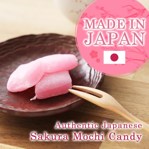 TOMOSAN Japanese Sakura Mochi Candy, Traditional Cherry Blossom Rice Cakes, Soft & Chewy, Individually Wrapped, 180g / 6.35oz - size: 180g (Pack of 1)