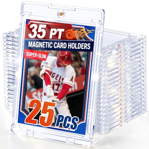 SAMYUCHO 25ct Magnetic Card Holder, 35PT Slim One Touch Card Holders - size: 25 Pack