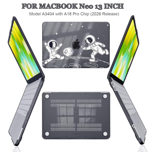 Astronaut Kicking Planet Black Case for MacBook Neo 13 inch A3404 - color: Funny Astronaut Kicking Planet