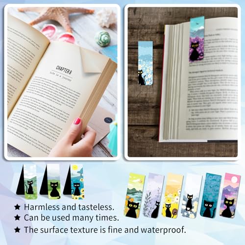 96 Pieces Magnetic Bookmarks Magnet Page Markers - Book Marks for Reading Women & Men with Storage Boxes - Gifts for Cat Lovers, Cute Magnet Bookmark Clips for Reading Pleasure (Cat Style A) - size: 96, style: Cat Style A