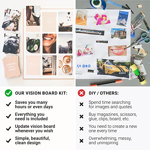 Vision Board Kit for Women - 168 Cards with Premium Pictures & Quotes, Foldable Board & Guide Book | Complete Manifestation Clip Art Craft Supplies for Adults | Original Dream Plan Do All-in-One Kit - color: Vision Board Kit for Women