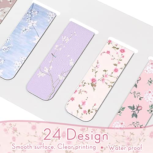 Dianelhall 24 Pcs 24 Pcs Magnetic Bookmarks Floral Page Marker Clips Women