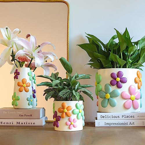 GUGUGO Pastel Mushrooms Vase for Flower, 8-Inch-Tall Rainbow Funky Mushroom Decor, Eclectic Vases for Flowers, Unique Colorful Decorative Vase, Cute Room Decor Aesthetic - color: B, size: 5in