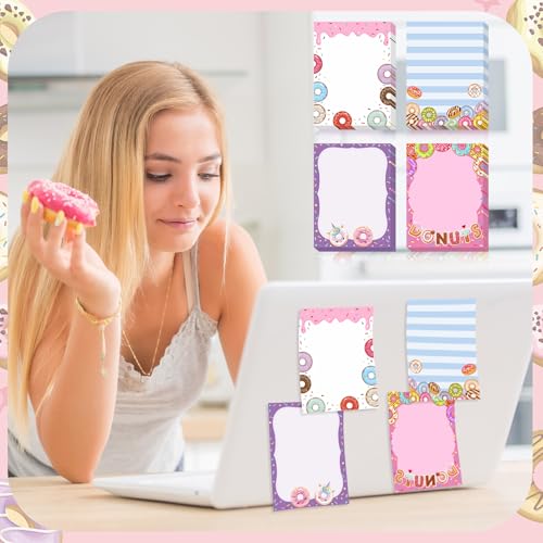 Chiisong 12 Pcs Cute Sticky Notes Gifts Donuts Sticky Notes Party Favors - style: Donuts