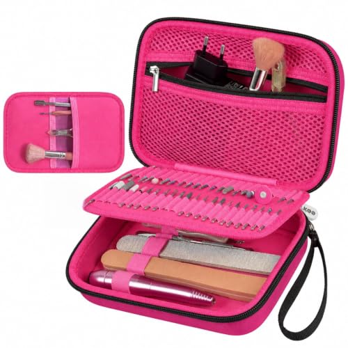 ALKOO 40-Slot Nail Drill Organizer Case with Nail Drill Bit Holder - color: Rose Red