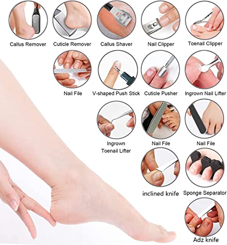 36 in 1 Pedicure Kit, Stainless Steel Foot Care Kit with Foot File - style: Black&Pink