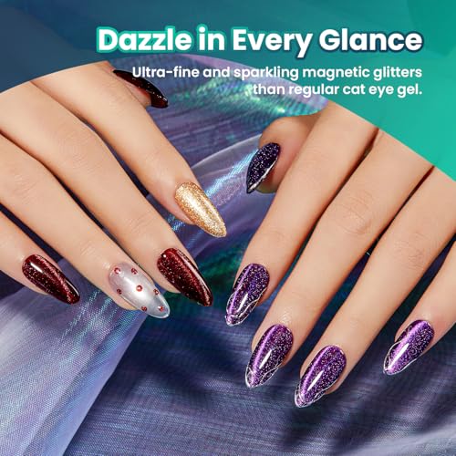 Beetles Cat Eye Gel Nail Polish Set, Galaxy Beam 6 Colors Fall Gel Polish - color: A - Cat Eye | Galaxy Beam