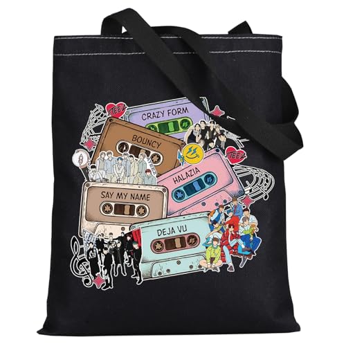 WZMPA Korean Group Fans Tote Bag Concert Fans Gift South Korea Singer Reusable Grocery Bag Concert Merchandise - color: My Name T-bl