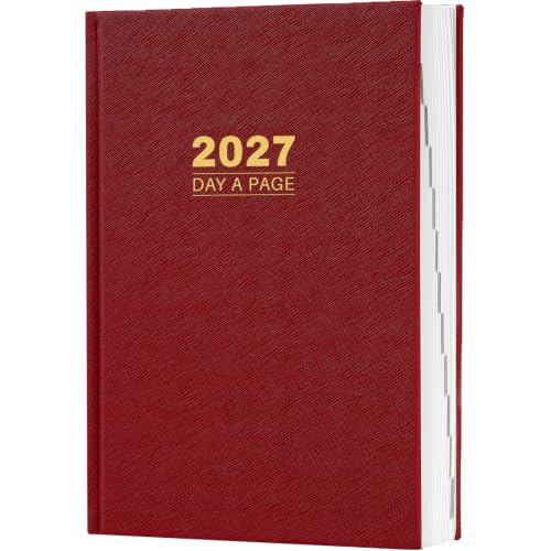 2027 Diary - Diary Full Page Per Day, Daily Planner 2027 - color: Red