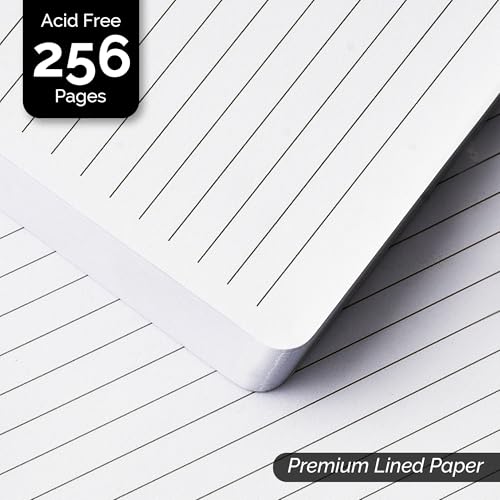 Nextnoid Hardcover Lined Journal Notebook - 120 GSM Thick Paper, Medium A5-256 Pages - Perfect For Writing, Journaling and Note-Taking (Black, Ruled) - color: Black, style: Lined 256 Pages