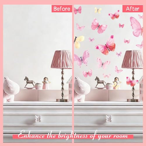 Watercolor Butterfly Wall Decals - 5sheets 40Pcs Colorful Butterflies Wall Stickers Butterfly Peel and Stick Wall Decals for Girls Bedroom Nursery Wall Décor - color: Butterfly