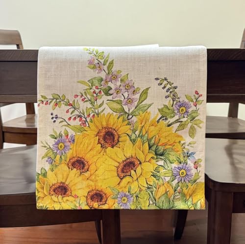 Sunflower Floral Leaves Table Runner 70x13 Inches - color: Sunflowers