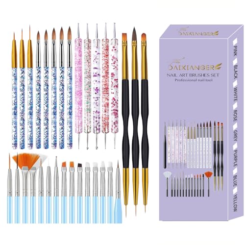 31PCS Nail Art Brush Set, Liner, Dotting, Fan & Flat Brushes - color: blue