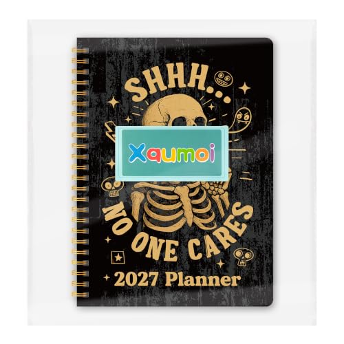 Xqumoi 2027 A5 Planner Funny Skeleton Skull Weekly and Monthly Planner Gift - color: Black Skeleton 2027, size: A5