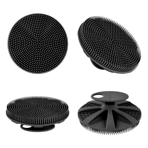 INNERNEED Food-Grade Soft Silicone Body Scrubber Brush, Silver Zinc Infused - color: Black-silver
