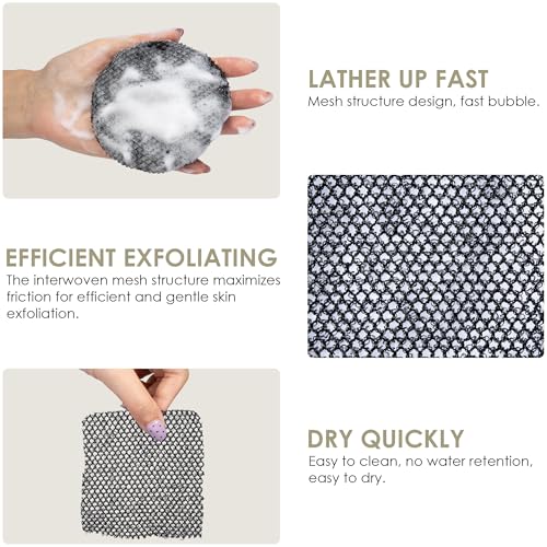 INNERNEED Body Shower Exfoliating Net Sponge Mesh Case Cover, Black - color: (Set6) 2 Case