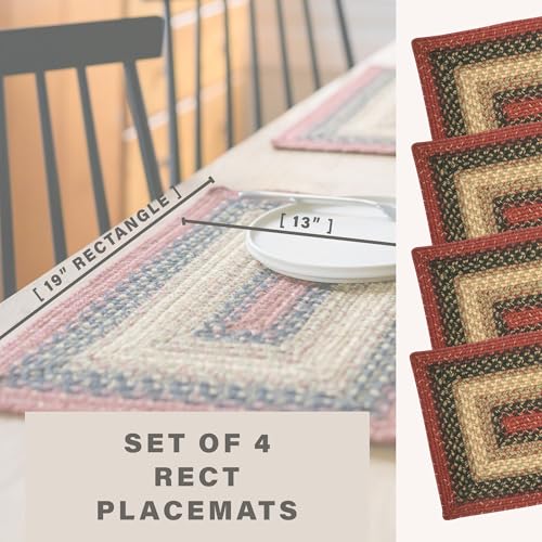 Homespice Highland Braided Placemats for Cabin Decor, Rect 13x19 Set of 4 - color: Highland