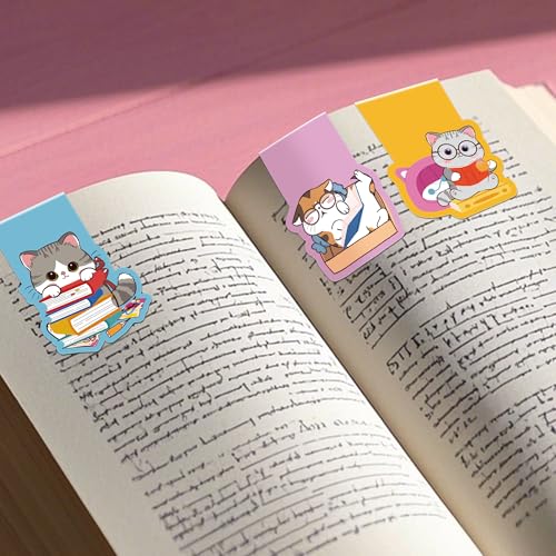 Cat Magnetic Bookmarks, 8 Pcs Cute Cartoon Cat Magnet Page Markers Animal Bookmark Clips for Reading, Magnetic Book Marks for Students Teachers Book Lovers School Office Gifts - style: Cute Cartoon Cat