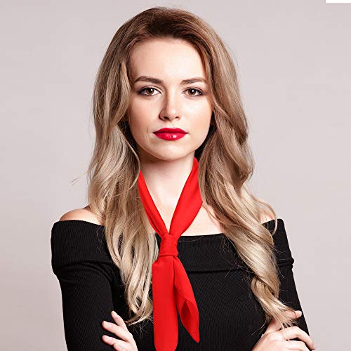 SATINIOR Square Neck Scarf Women - color: Red, size: 23.6 x 23.6 inches