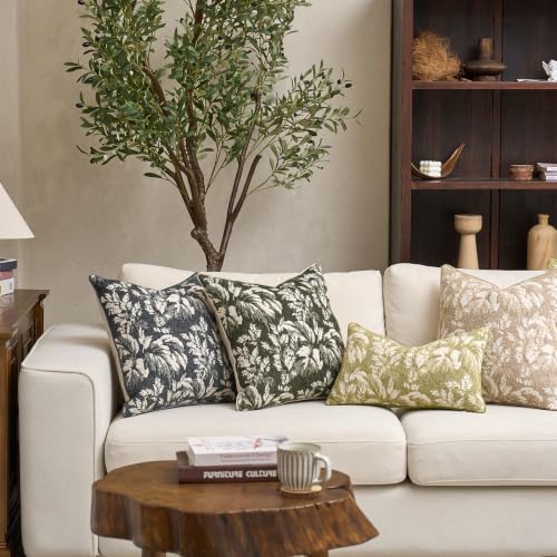 Alerfa Light Green Neutral Floral Pillow Cover 12 x 20 Inch, Vintage Rectangle Couch Fall Throw Pillow Cover Soft Decorative Farmhouse Accent Pillowcase for Living Room Bedroom - color: Light Green, size: 20" x 12" (Pack of 1)