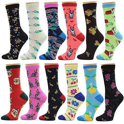 Frenchic 12/24/48 Pairs Pack Women's Colorful Patterned Cute Funny Casual Fashion Crew Socks - color: Multi #6