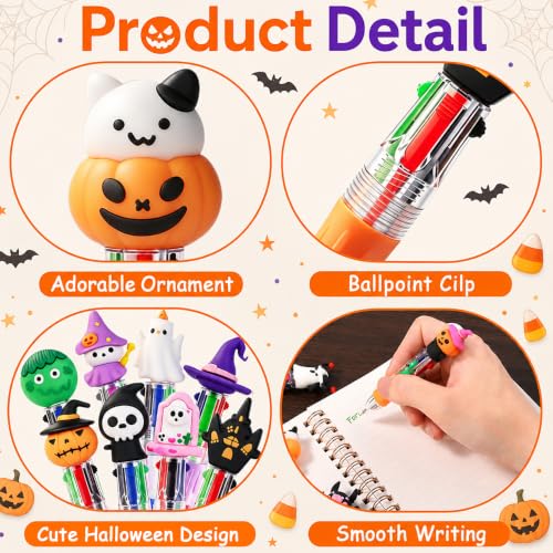 24PCS Halloween Fun Mini Multicolor Pens 4-in-1 for Party Favors Gift - style: Cute Halloween-24pcs