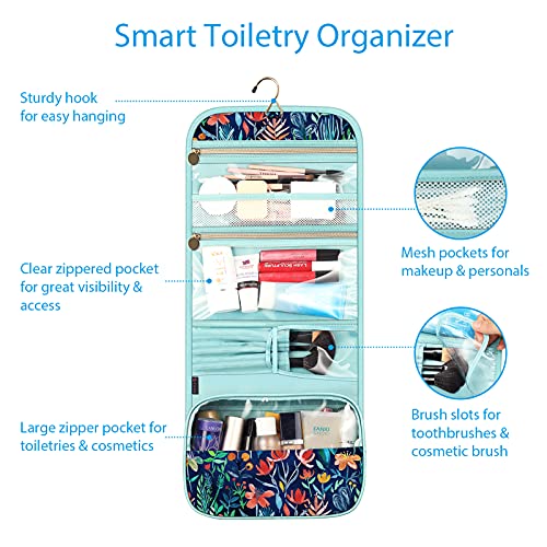 FINTIE Portable Toiletry Cosmetic Travel Bag Hanging Makeup Organizer - color: Jungle Night