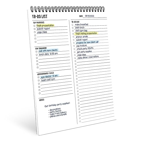 To Do List Notepad 8.5x11" - Large Size, 52 Sheets - Daily Planner Notebook - style: Daily To Do List