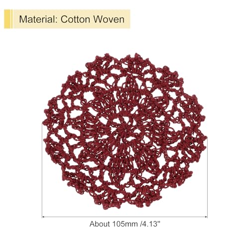 uxcell Fabric Coasters, 8pcs 4" - Cotton Woven Crochet Doilies, Lace Embroidery Cup Mat with Floral Pattern for Wedding Party Decoration (Claret) - color: Claret