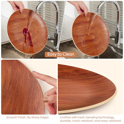 Yangbaga Acacia Wood Serving Tray: Round Decorative Tray for Home Decor - color: Wood