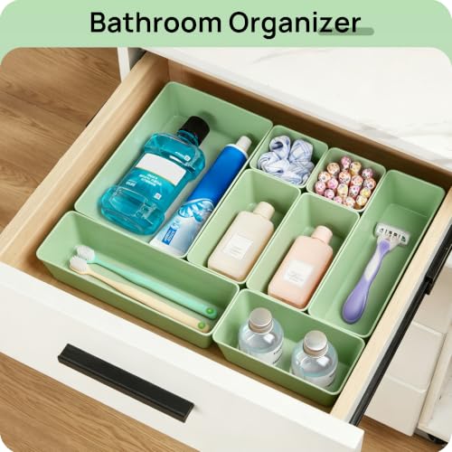 Vtopmart 25 Pack Plastic Drawer Organizers with Anti-slip Rubber Pads - color: Sage Green