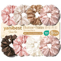 Yanibest 8 Pcs Satin Scrunchies - Silk Feeling Scrunchies Ponytail Holders - color: BlushChampagne