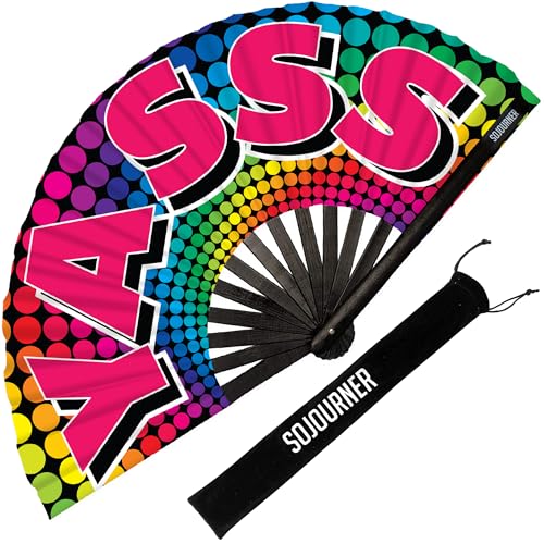 SoJourner Folding Rave Fan, Yasss - color: Yass