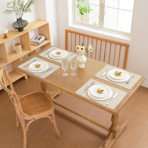 FROMHEART Faux Leather PU Placemats Set of 4 (Beige,11.8" x 17") - color: Beige, size: Set of 4