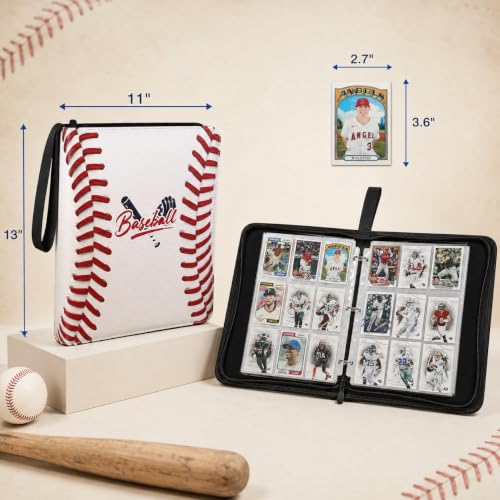Baseball Card Binder, 1080 Pockets 9-Pocket Trading Card Album with Zipper - color: Baseball A