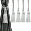 4 Pack Curtain Tiebacks with Tassel, Silver - color: Silver, size: 4