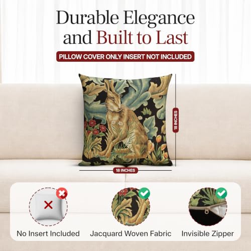 William Morris Brown Hare Hare Tapestry Throw Pillow Cover 18 x 18 in - color: Brown Hare