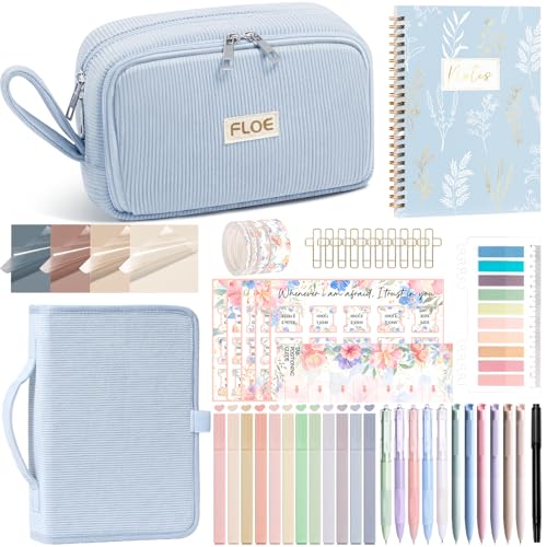 Bible Study Supplies Journaling Annotation Kit w/Bible Cover Case for Women - color: Blue