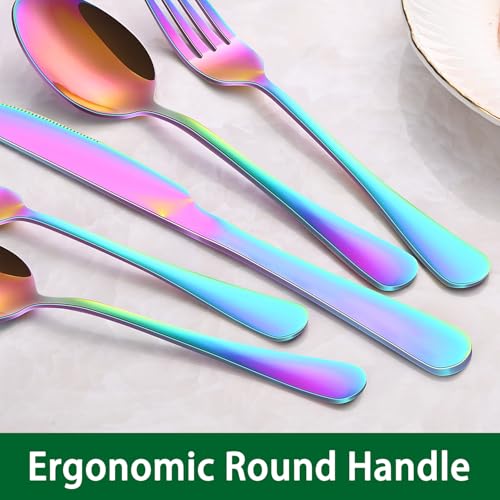 6.7 Inch Teaspoons Set Of 8, Colorful Rainbow Stainless Steel Dessert Spoons, Colored Small Spoons For Kitchen, Colored Silverware Spoons For Coffee - color: Rainbow