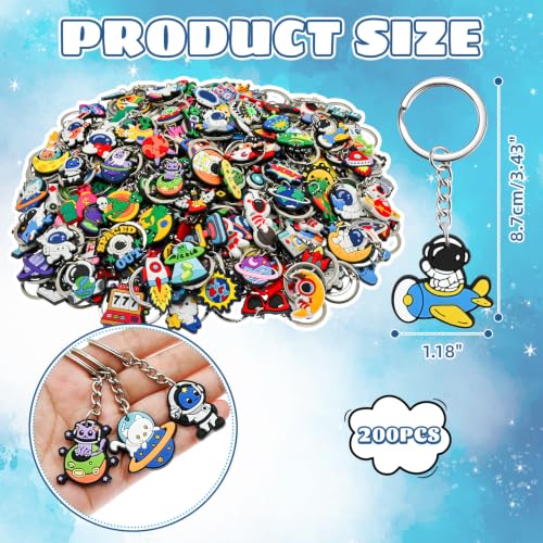 Cute Keychains Bulk, Keychain Charms Key Chain Trinkets Backpack Charms Accessories Keyring for Classroom Prizes - color: Astronaut-200pcs