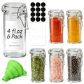 ComSaf Small Glass Spice Jars with Airtight Lids 4 oz 6 Pack with Labels - size: 4 fl oz x 6