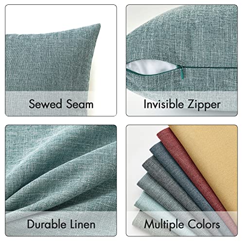 MIULEE Pack of 2 Decorative Linen Burlap Coastal Pillow Covers Farmhouse Boho Accent Pillowcases for Sofa Car Couch Bedroom Living Room Decor 16x16 Inch Teal - color: Teal, size: 16" x 16" (Pack of 2)