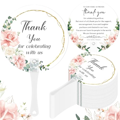 CroBlissful 100 Pcs Wedding Hand Fans for Guests Bulk, Handheld, Leaf - style: Flower