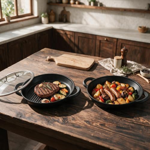 Vinchef 13in Nonstick Grill Pan with Lid