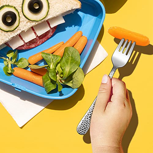 E-far Stainless Steel Kids Forks, 6PCS for Toddler Preschooler Children - size: Fork x 6, style: Hammered