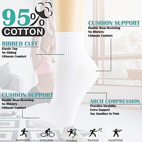 NevEND 6 Pairs Women's Mini Crew/Ankle Cotton Athletic Socks with Thick Cushioned 9-11 - color: White