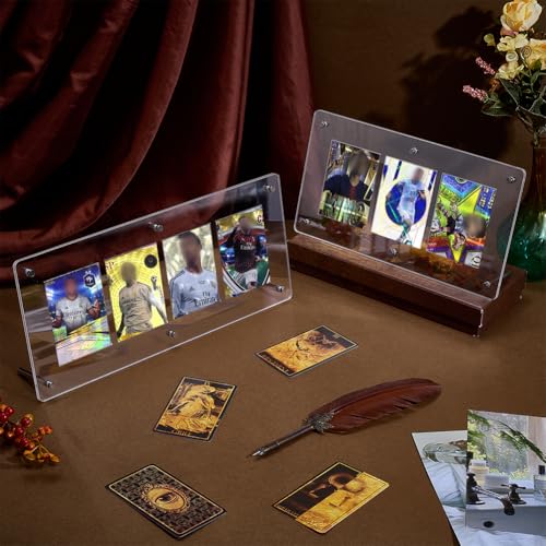 PH PandaHall 4-Slot Acrylic Trading Card Display Case Clear Baseball Cards Display Frame Collectibles Sports Card Stands Cards Displaying Wall with Screw for Pictures Photo Storage Displaying