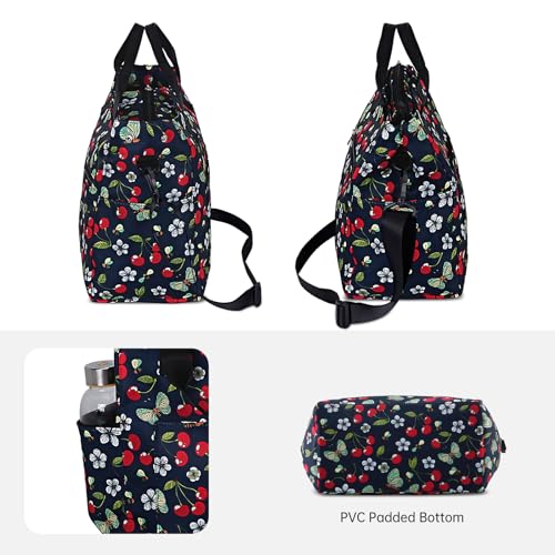 Crossbody Shoulder Bag for Women - Water Resistant Casual Handbag Purse with Multiple Pockets, Adjustable Strap - color: Cherry Butterfly