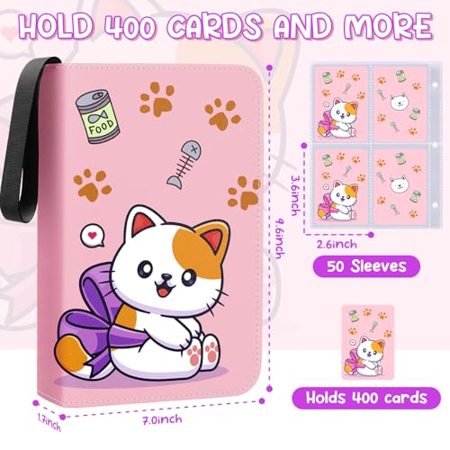 Premium 4-Pocket Trading Card Binder, 400-Card Capacity, Rose Pink - color: Rose Pink