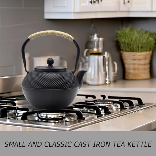 YJX 40.6oz Black Cast Iron Tea Pot Set with Teacups, Japanese Tetsubin - size: 1200 ml with Cups